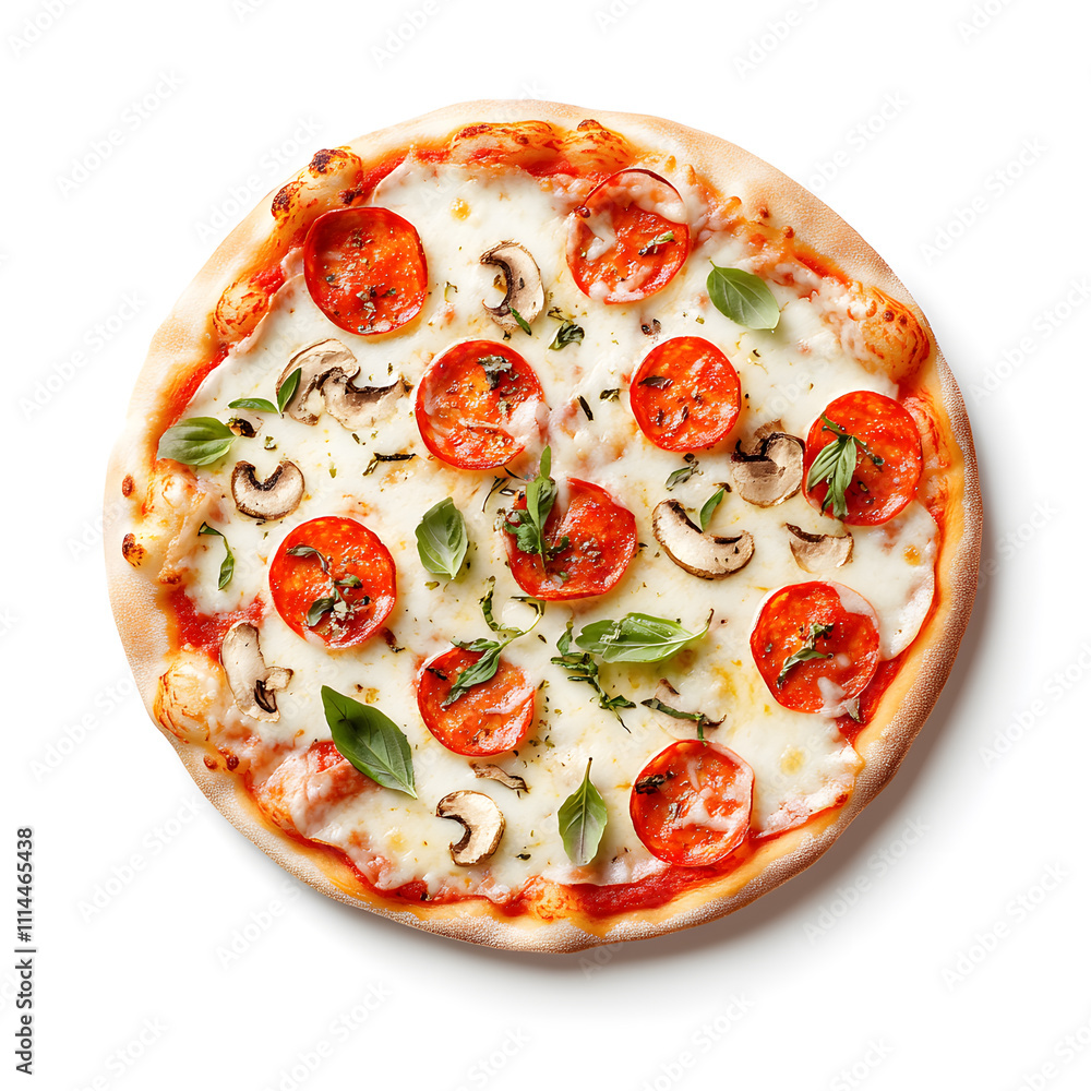 Top view pizza, isolated on white background Top view pizza, isolated on white background