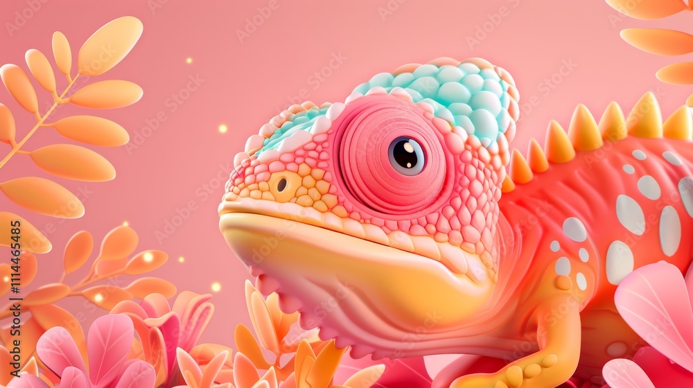 Fototapeta premium Pastel Chameleon in Bloom 