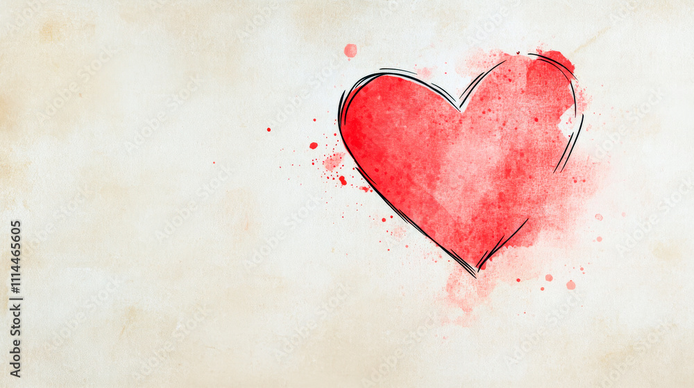Cream background with hand-drawn heart Cream background with hand-drawn heart