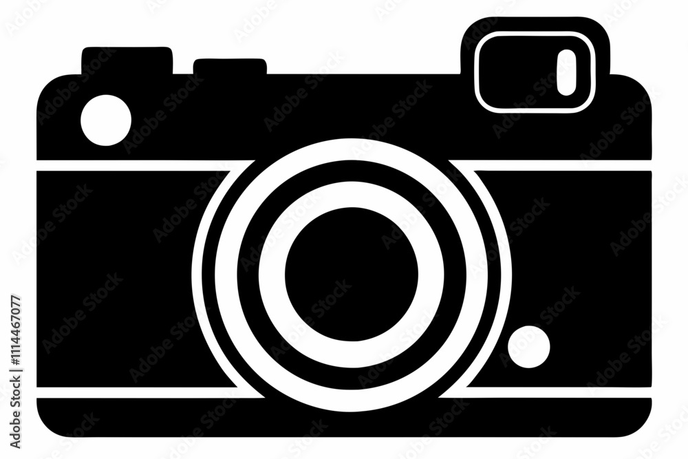 Camera silhouette black vector illustration and white background Camera silhouette black vector illustration and white background