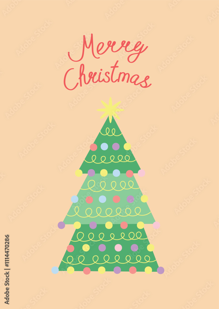Christmas card with hand written text. Vector card design template Christmas card with hand written text. Vector card design template