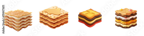 3d render mille-feuille isolated on transparent background Cartoon Illustration in plastic style