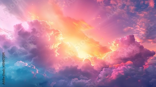 Vibrant Clouds Background with Rainbow Colors