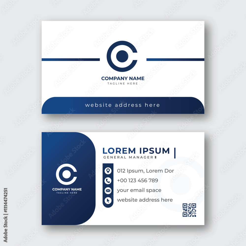 Fototapeta premium A modern blue corporate business card