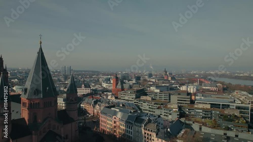 Drone Flight above the City of Mainz: Town Sqaure & Dome photo