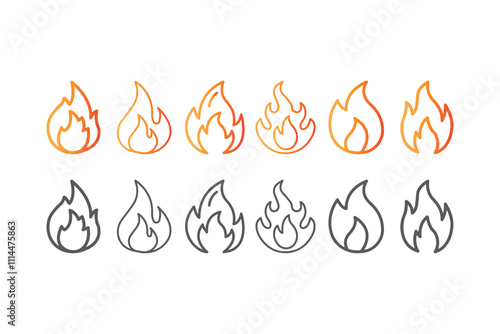 Fire flame icon vector template. Hot caution or spicy food. Vector logo symbol for oil, gas, and energy concept flat design