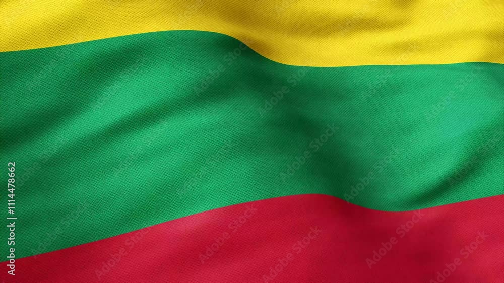 Waving flag loop. National flag of Lithuania Waving flag loop. National flag of Lithuania