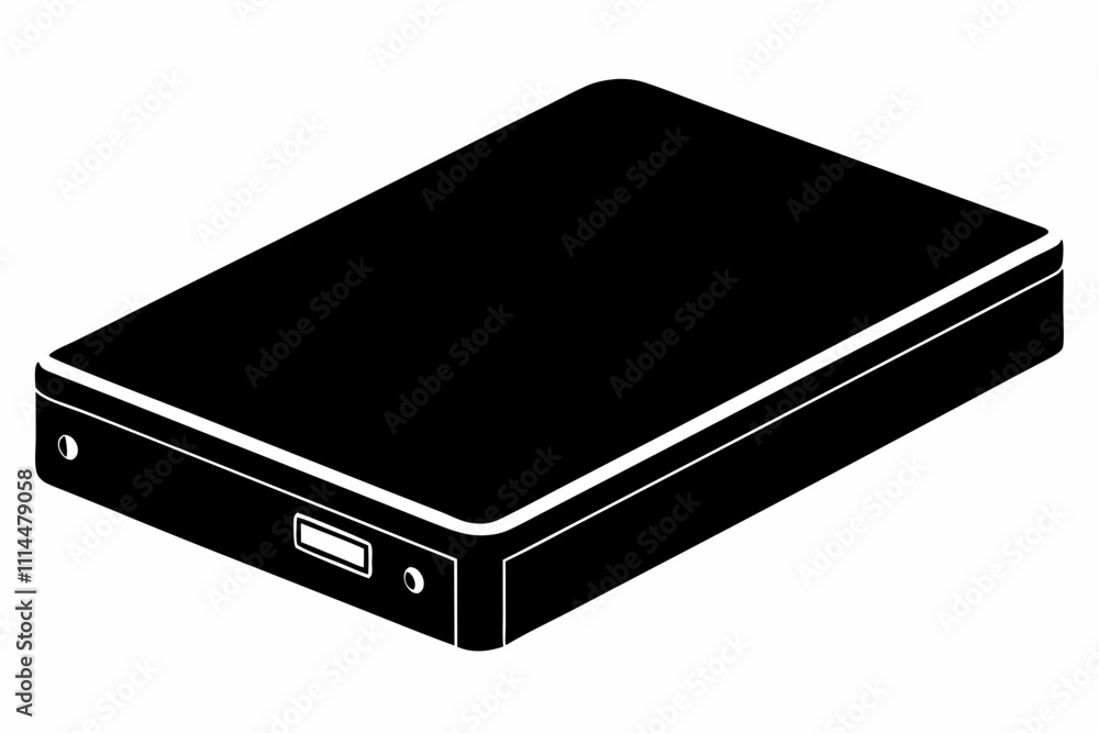 Fototapeta premium External SSD silhouette black vector illustration and white background