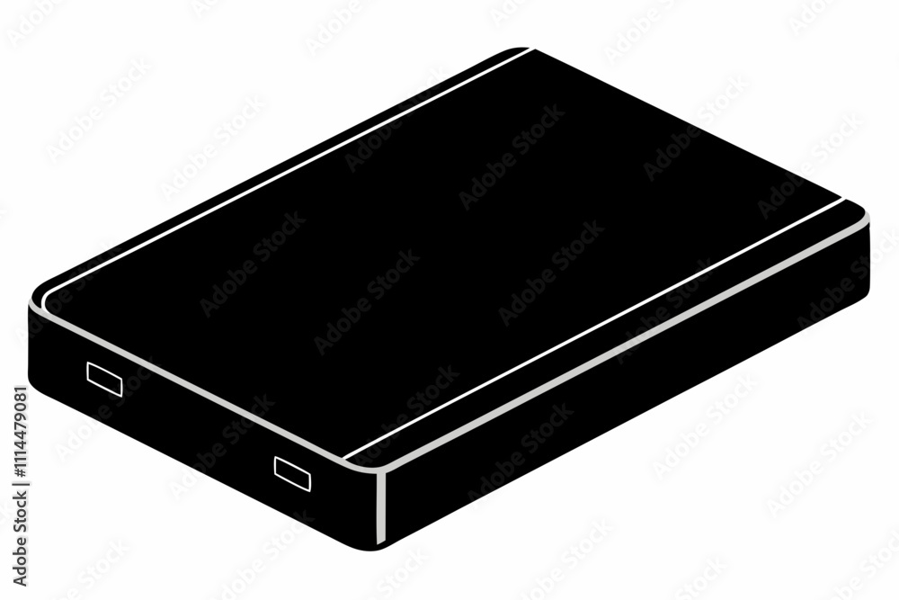 External SSD silhouette black vector illustration and white background External SSD silhouette black vector illustration and white background