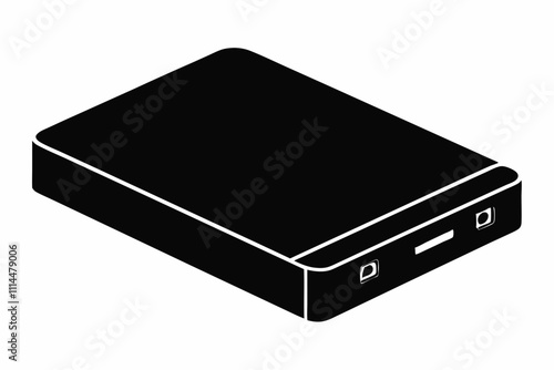 External SSD silhouette black vector illustration and white background