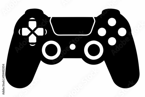 Game Controller silhouette black vector illustration and white background
