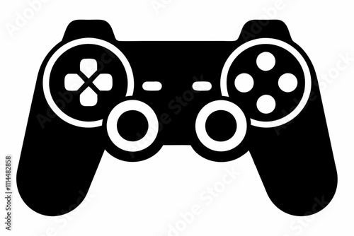 Game Controller silhouette black vector illustration and white background