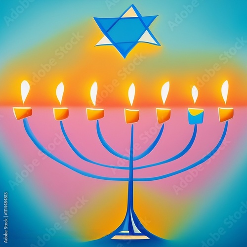 hanukkah menorah with candles photo