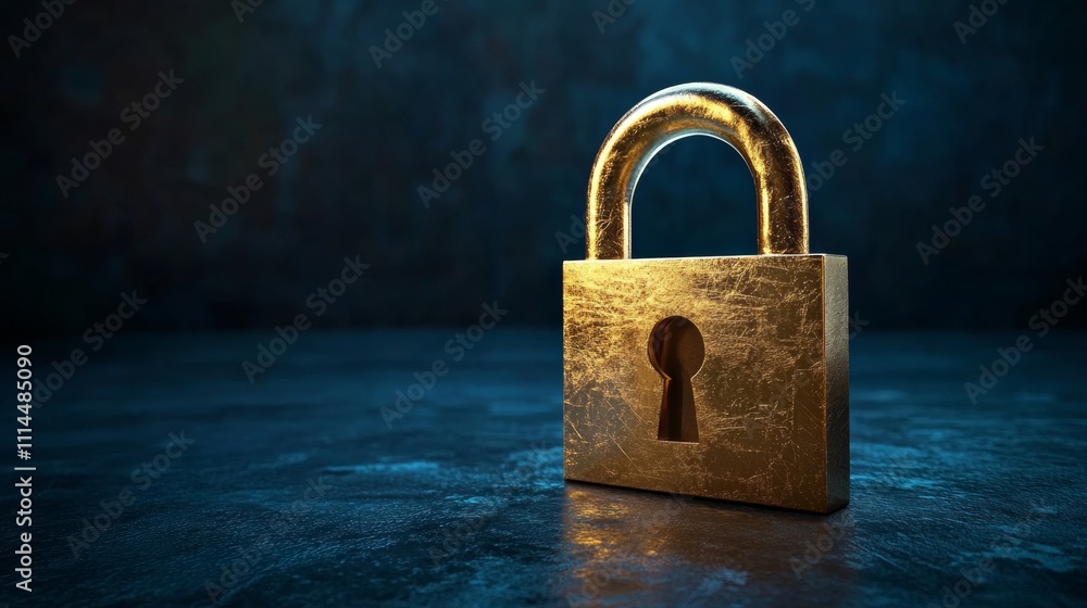Fototapeta premium closed padlock on dark blue background