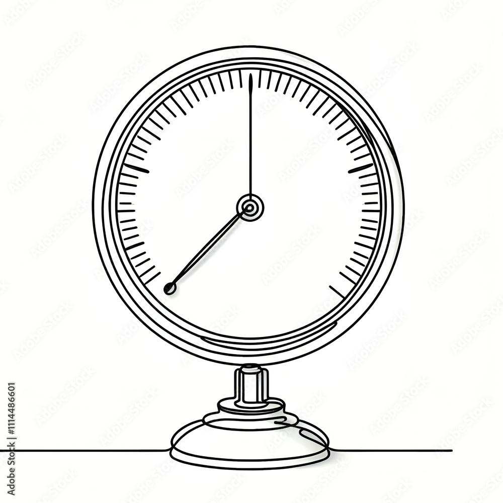 Simple line art of a pressure gauge on a white background. Simple line art of a pressure gauge on a white background.
