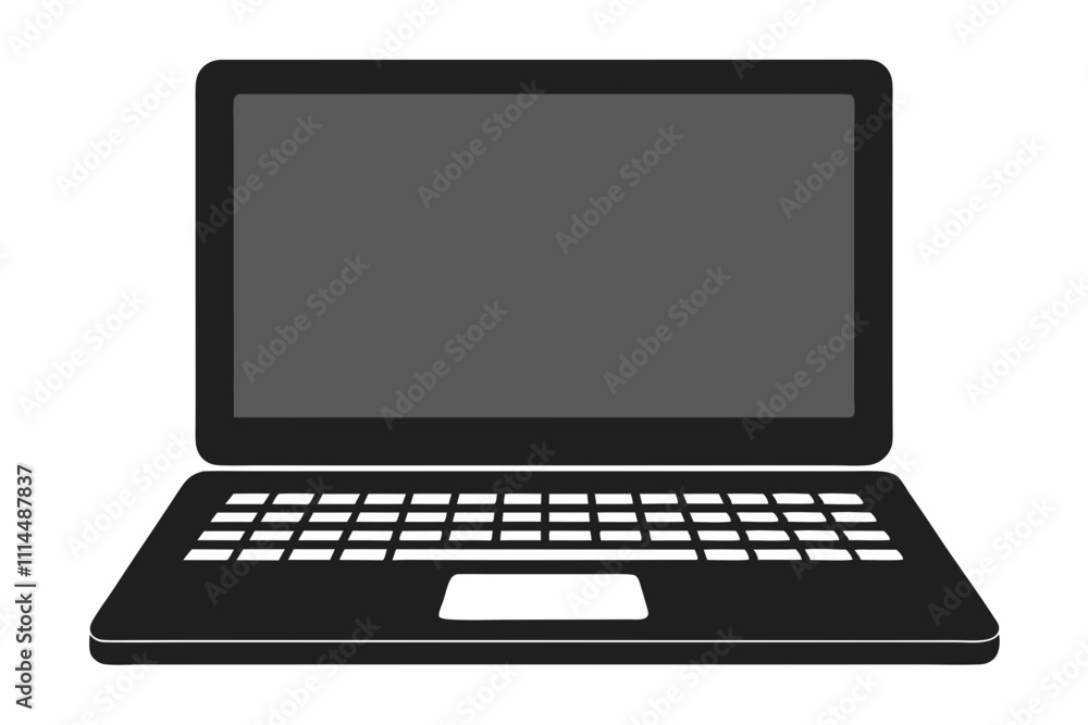 Laptop silhouette vector illustration and white background