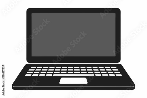 Laptop silhouette vector illustration and white background