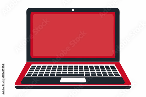 Laptop silhouette vector illustration and white background