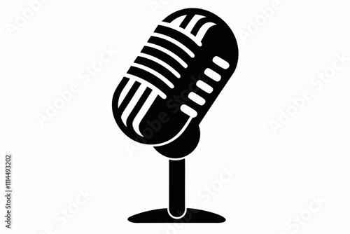 Microphone silhouette black vector illustration and white background