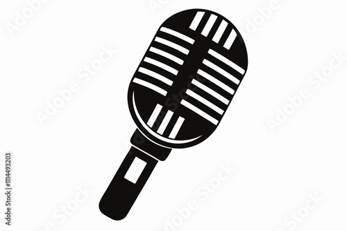 Microphone silhouette black vector illustration and white background