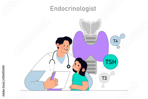 Medical Visits for Inclusive Children. Flat Vector Illustration