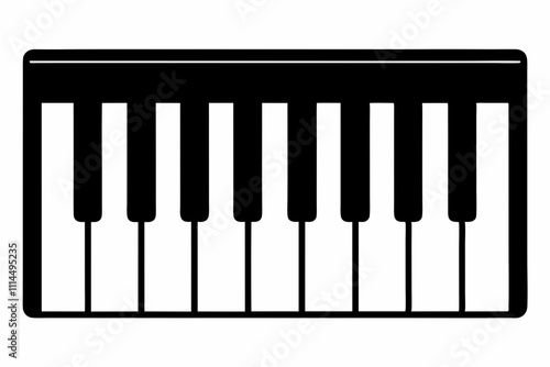 Piano Keyboard silhouette black vector illustration and white background