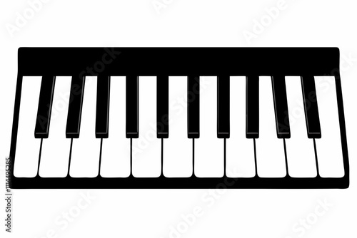 Piano Keyboard silhouette black vector illustration and white background