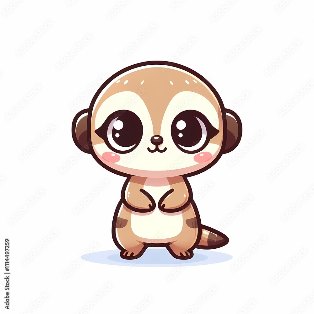 Obraz premium Chibi Meerkat Illustration in Flat Style on White Background