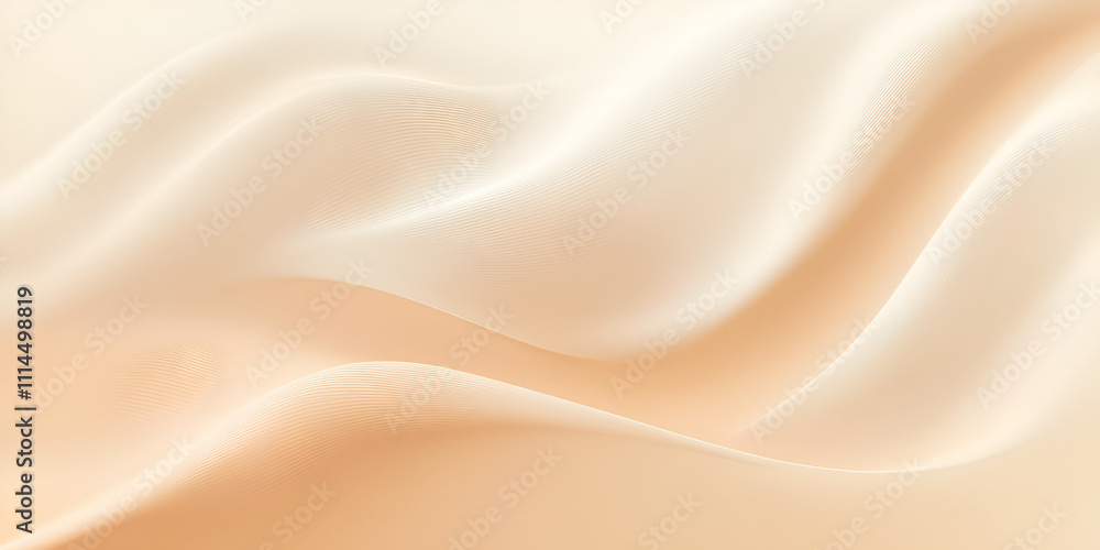 Fototapeta premium Soft Peach Silk Drape: Luxurious, smooth, and elegant, this photo of a peach-colored silk fabric creates a background of sophistication, perfect for enhancing product displays, fashion editorials.