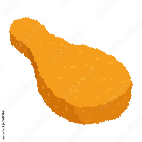 Obraz na płótnie Fried chicken. Crispy fried chicken drumstick isolated on white background. Beautiful delicious in cartoon style. Fresh fast food fry meat w salonie