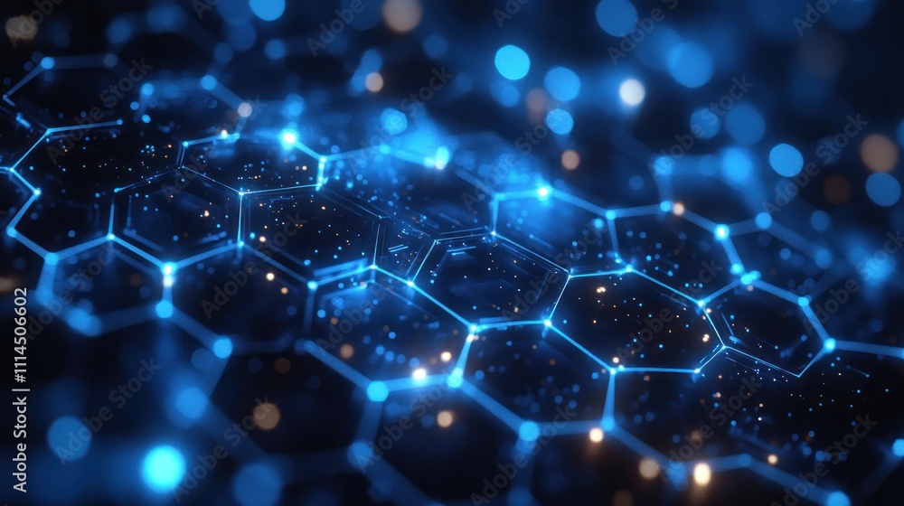 Obraz premium Abstract blue glowing hexagonal network.