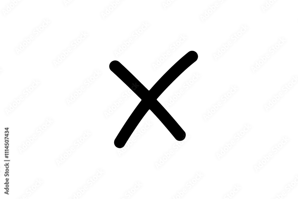 Black check mark list web icon markers of a letter X cross showing no, incorrect, false, non approval wrong concepts, png file cut out and isolated on a transparent background