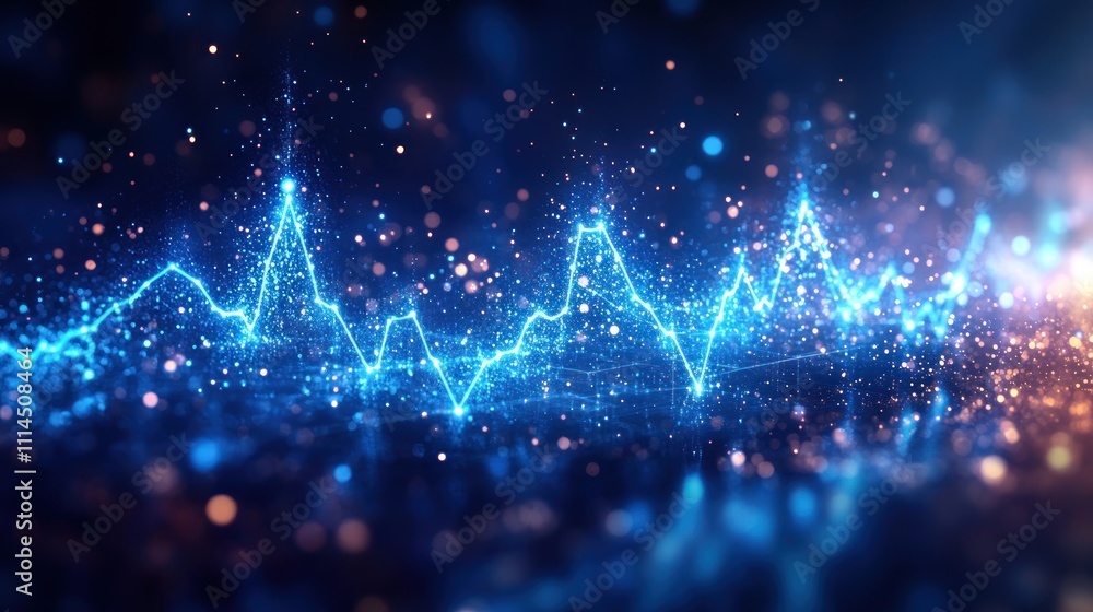 Fototapeta premium Abstract glowing blue data wave.