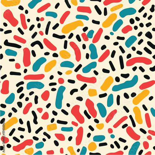 Vector Memphis Seamless Pattern unconventional combinations concept 