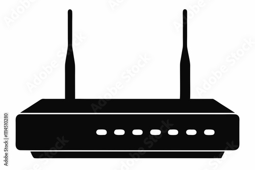 Router silhouette black vector illustration and white background