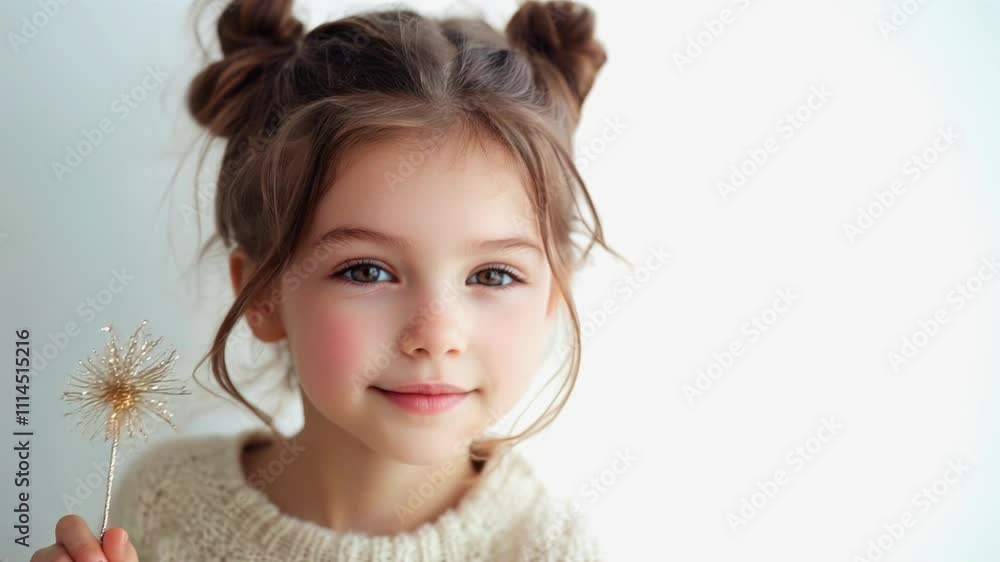 Charming Young Girl with Sparkling Details and Innocent Expression Charming Young Girl with Sparkling Details and Innocent Expression