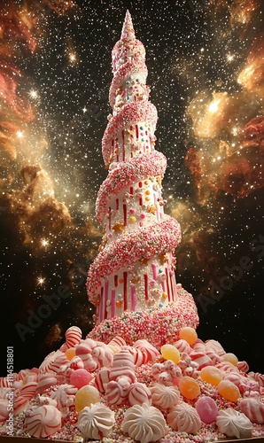 Wallpaper Mural Festive Candy Tower Sweet Spiral Christmas Dessert Galaxy Background Torontodigital.ca