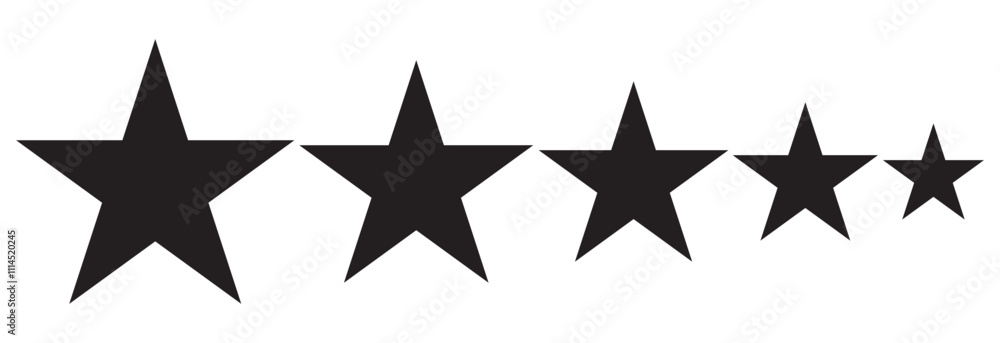 Fototapeta premium Five stars customer product rating review flat icon, Set of five star icon collection. Yellow and black star symbol eps 10