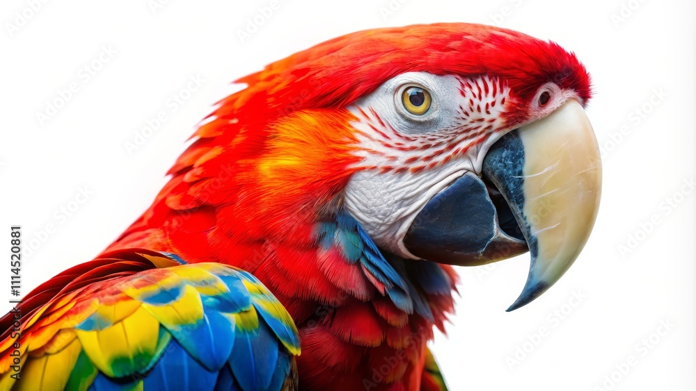 Obraz premium Scarlet Macaw Profile Vibrant Feathers, Close-Up Composition