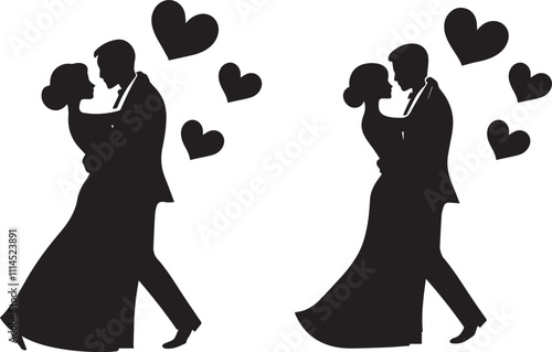 couples love happy valentine day on the white background. 
