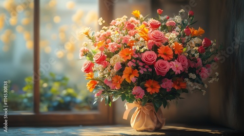 Wallpaper Mural Vibrant floral bouquet by sunlit window in soft natural light Torontodigital.ca