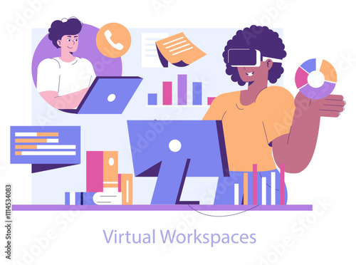 Immersive Reality. Flat Vector Illustration