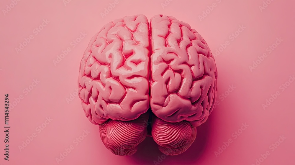 Anatomical brain shown close-up in 3D. The model is made of plastic. Illustration for banner, cover, brochure or presentation. Anatomical brain shown close-up in 3D. The model is made of plastic. Illustration for banner, cover, brochure or presentation.