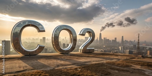 Wallpaper Mural Co2 emission representation in urban landscape environmental awareness aesthetic viewpoint futuristic concept Torontodigital.ca