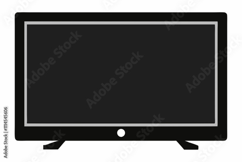 Smart TV silhouette black vector illustration and white background