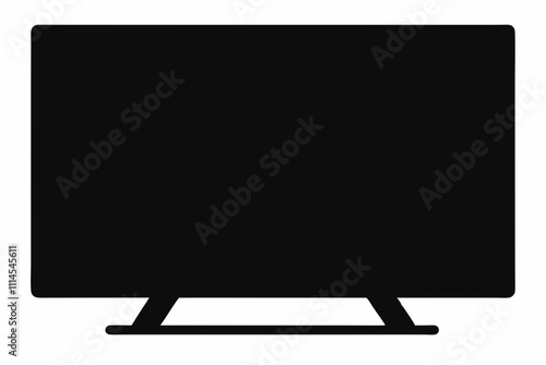 Smart TV silhouette black vector illustration and white background