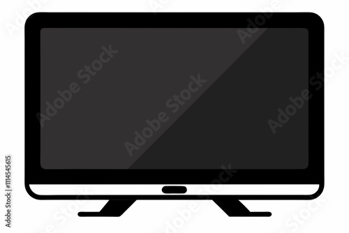 Smart TV silhouette black vector illustration and white background