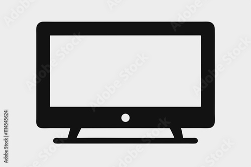 Smart TV silhouette black vector illustration and white background