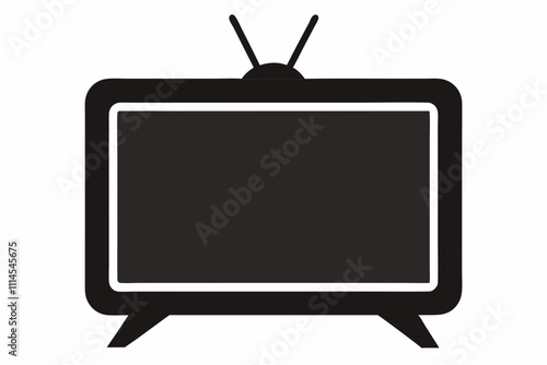 Smart TV silhouette black vector illustration and white background