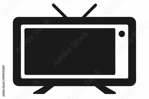 Smart TV silhouette black vector illustration and white background